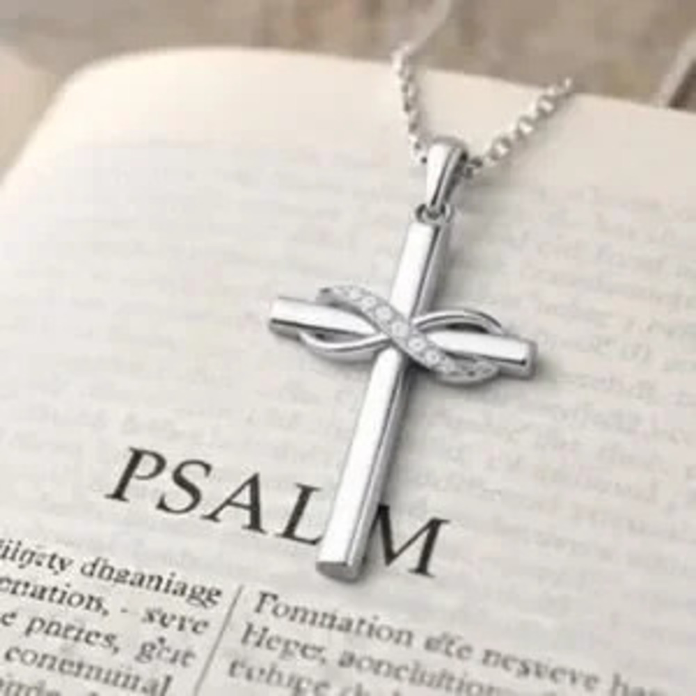 925 Sterling Silver Necklace w/ CZ Infinity Cross Valentine's Anniversary Gift